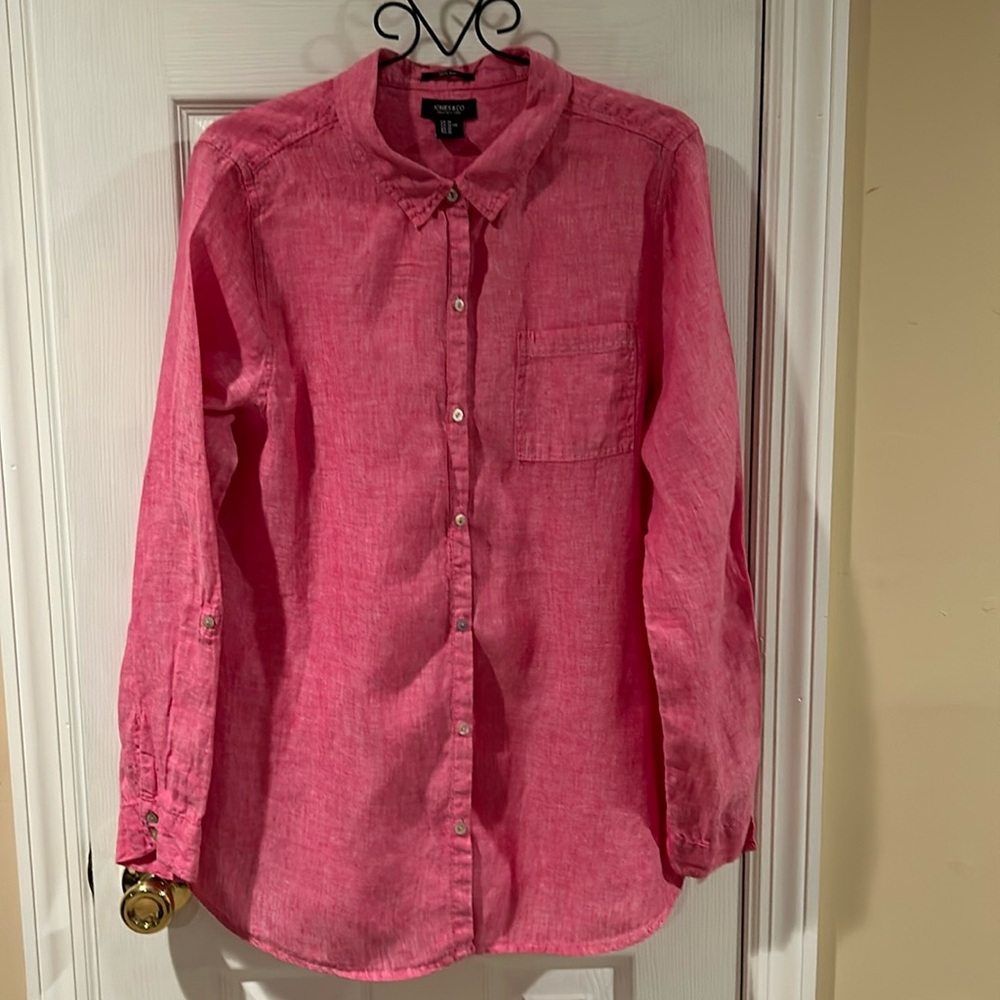Jones & Co. pink Linen blouse Size XL